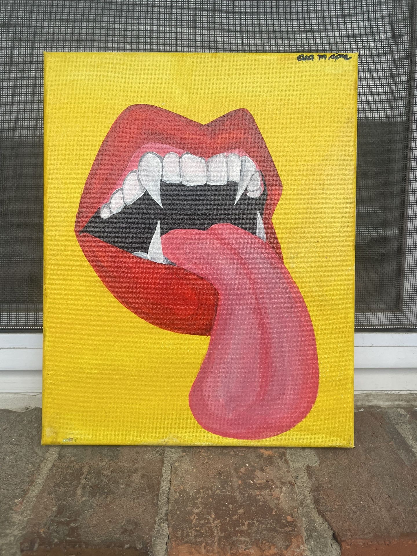 8x10 Vampire Mouth Acrylic On Canvas