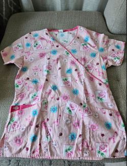 Dickies Cancer Ribbon Scrub Top S