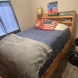 Full Sized Captains Bed With Mattress