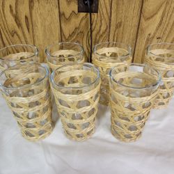 7-"8 OakLane" Cups With Rattan 