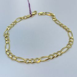 Gold Figaro Bracelet 14K New 