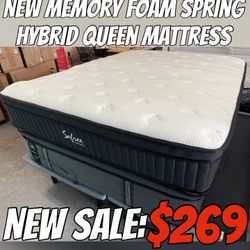 NEW MEMORY FOAM SPRING HYBRID QUEEN MATTRESS 