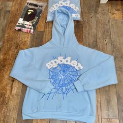 🔥 Baby Blue rhinestone Sp5der worldwide hoodie 
