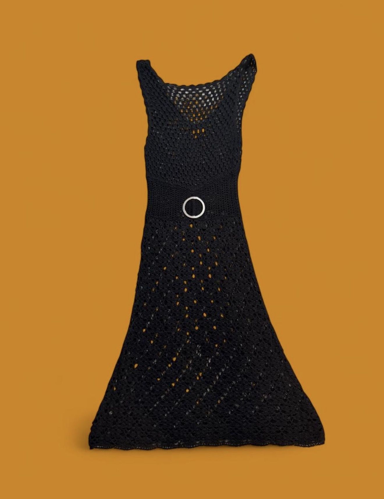 Vintage Karen Millen Black Crochet Midi Dress