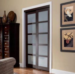 60 in. x 80 in. 2240 Series 5-Lite Composite Espresso Universal Grand Sliding Door