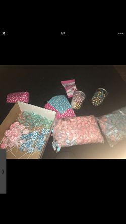 Candy for gender reveal pink blue & gold
