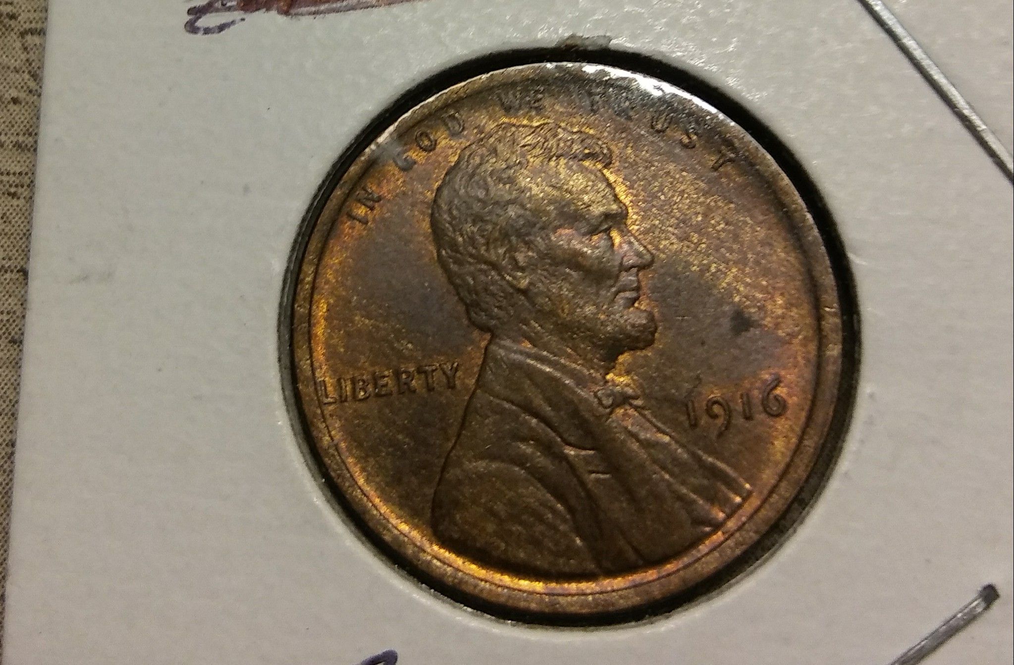 Beautiful Toning mint luster 1916 MS 65 RB Lincoln 1 Cent