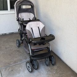 Double Stroller With One Baby Car seat 