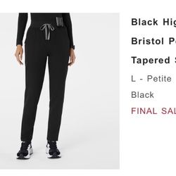 Black High Waisted Bristol Petite Slim Tapered Scrub Pants