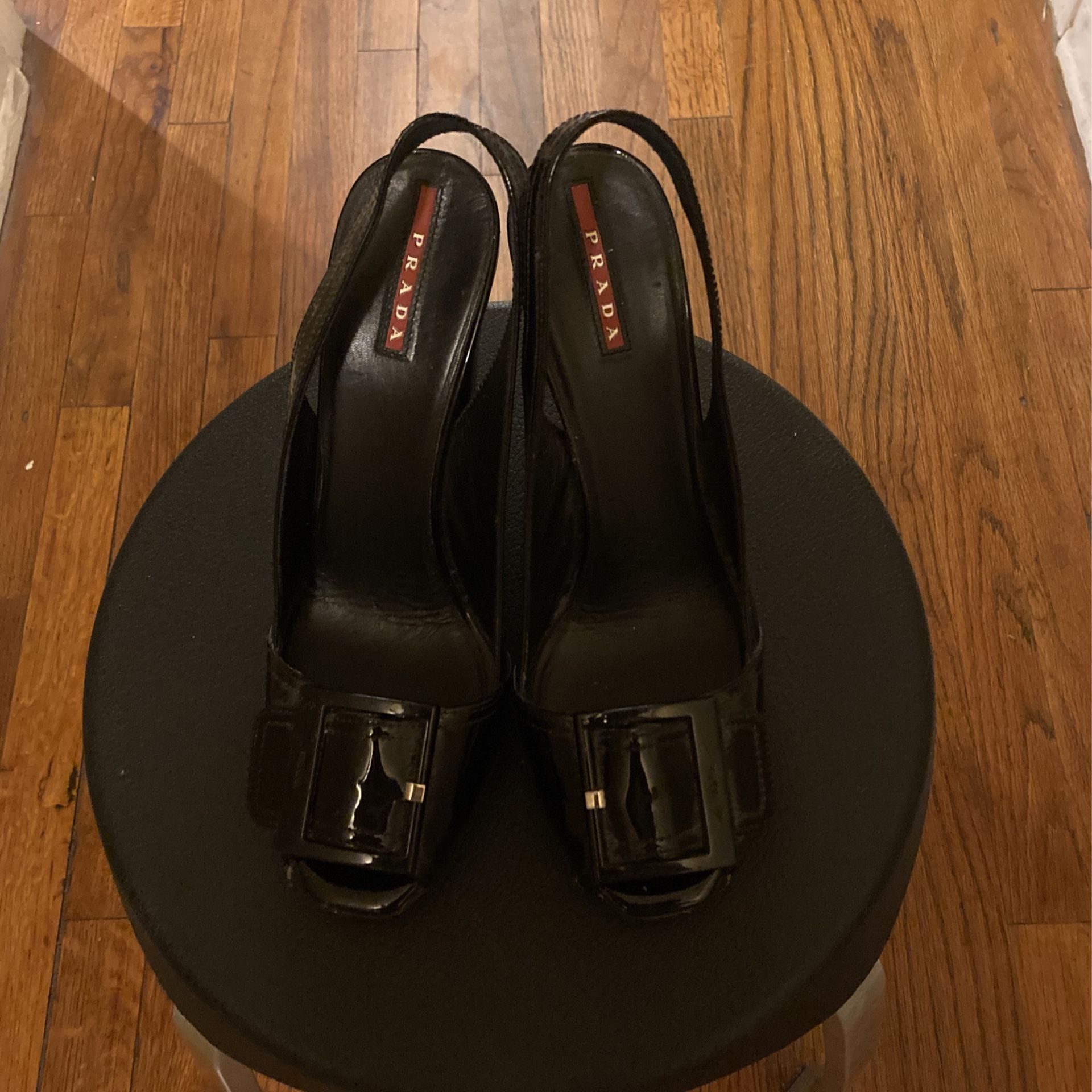 Prada, Platform Chunky Heels Black Size 38