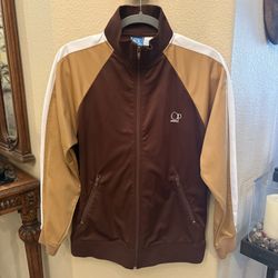 OP Ocean Pacific Brown Retro Surf Style Zip Up Y2K Track Jacket Size Small