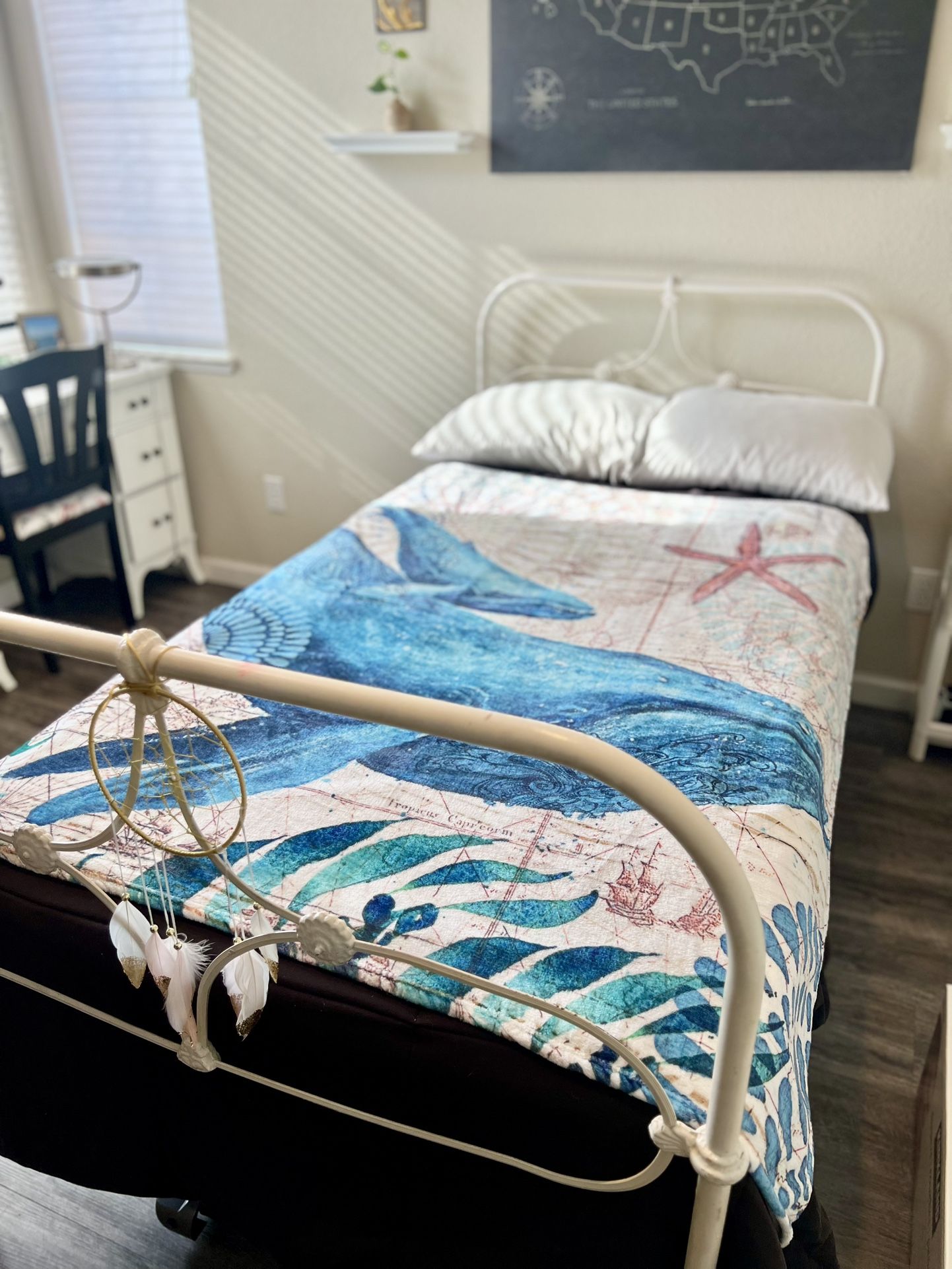  XL Twin Bed - Iron Frame, Includes Mattress & Boxspring 