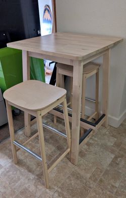 IKEA RÖNNINGE Bar Table and 2 Bar Stools Birch