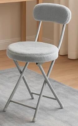 Homy Casa Folding Chair with Plush Grey Fabric Seat