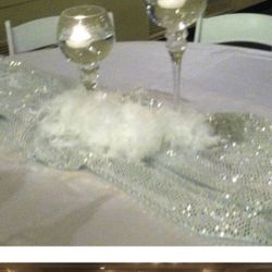 Silver Dot Fabric For Middle Of Table Raw Edged Wedding 