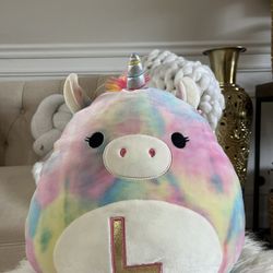 Squishmallow 12” Unicorn Initial L Collectible Squish