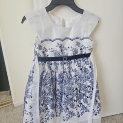 Jona Michelle Girls Blue Christmas Dress Lace Bow Size 5T 