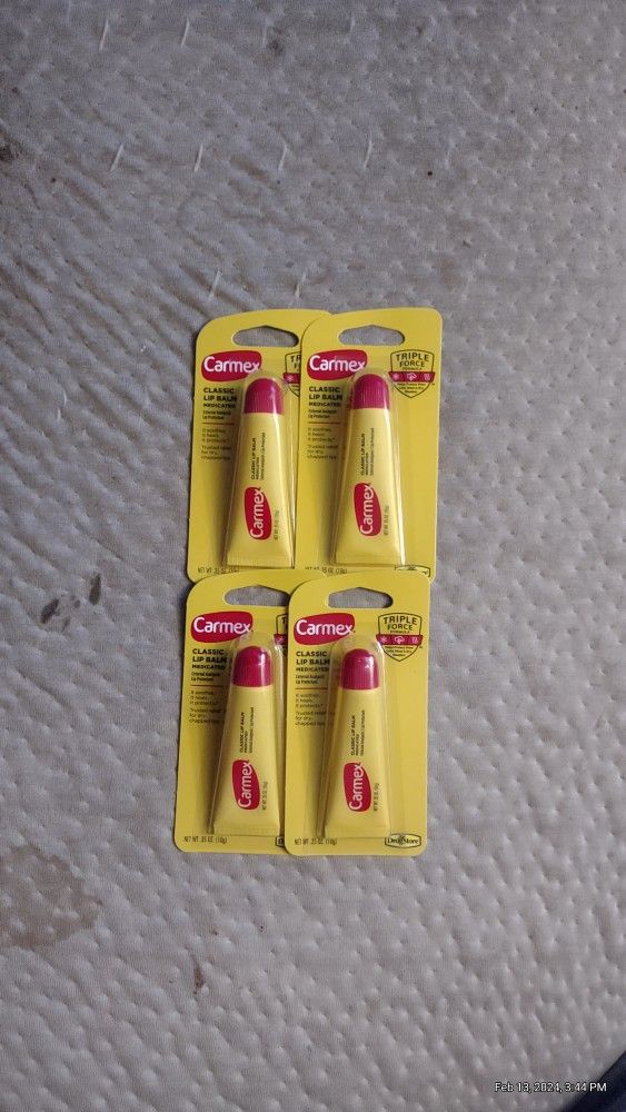 4 Packs Of Carmex Lip Balm