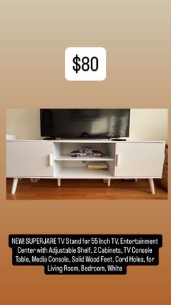 SUPERJARE TV Stand for 55 Inch TV,