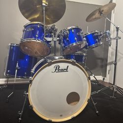 Pearl Export 6-Piece Drum Set w/ Zildjian Crash & Wuhan Cymbals – Great Condition