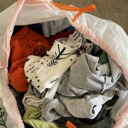 Big Trash Bag Full Of Little Boys Clothes + 2 Pair Of Shoes