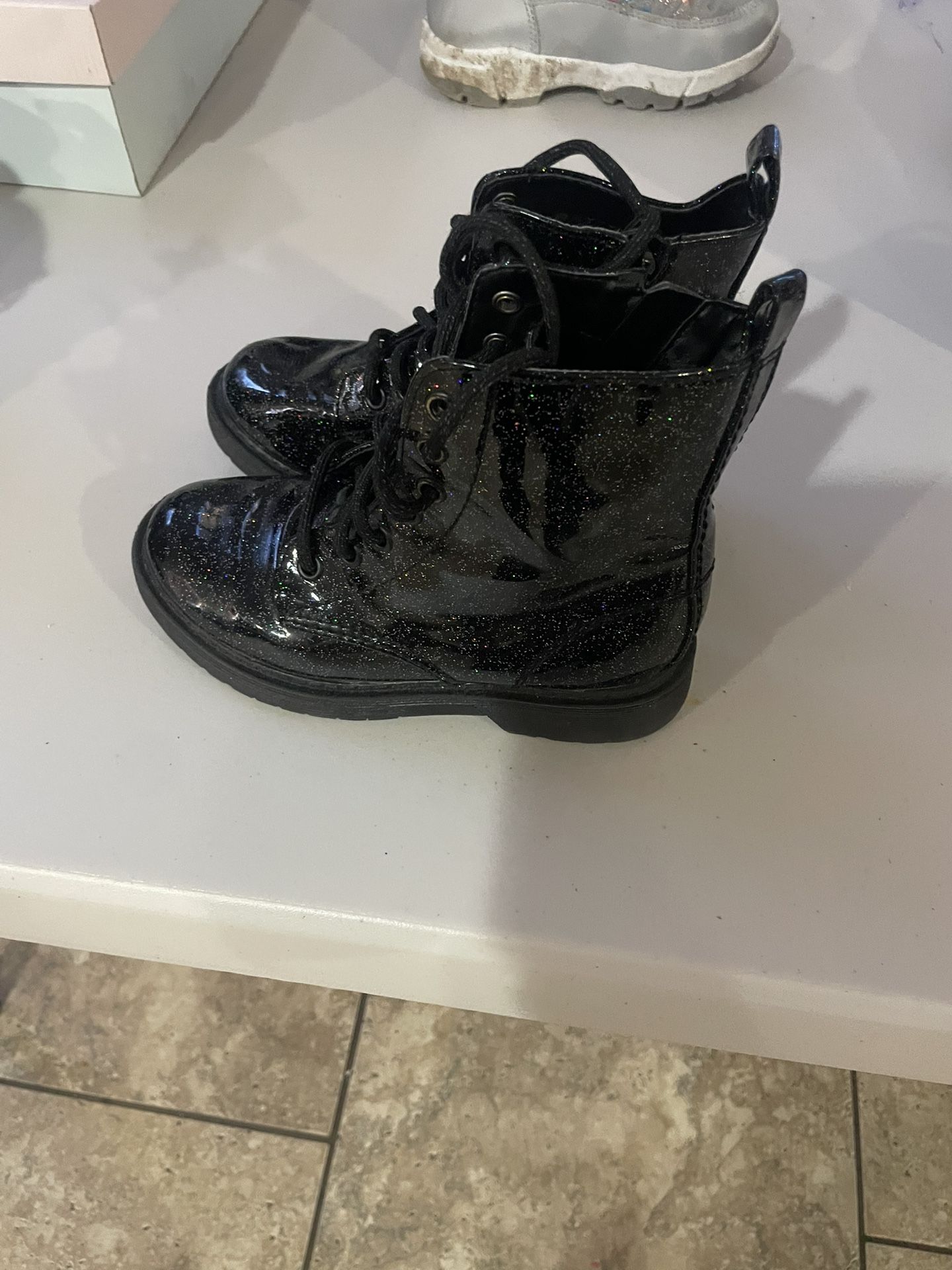 Shiny Glitter Black Boots