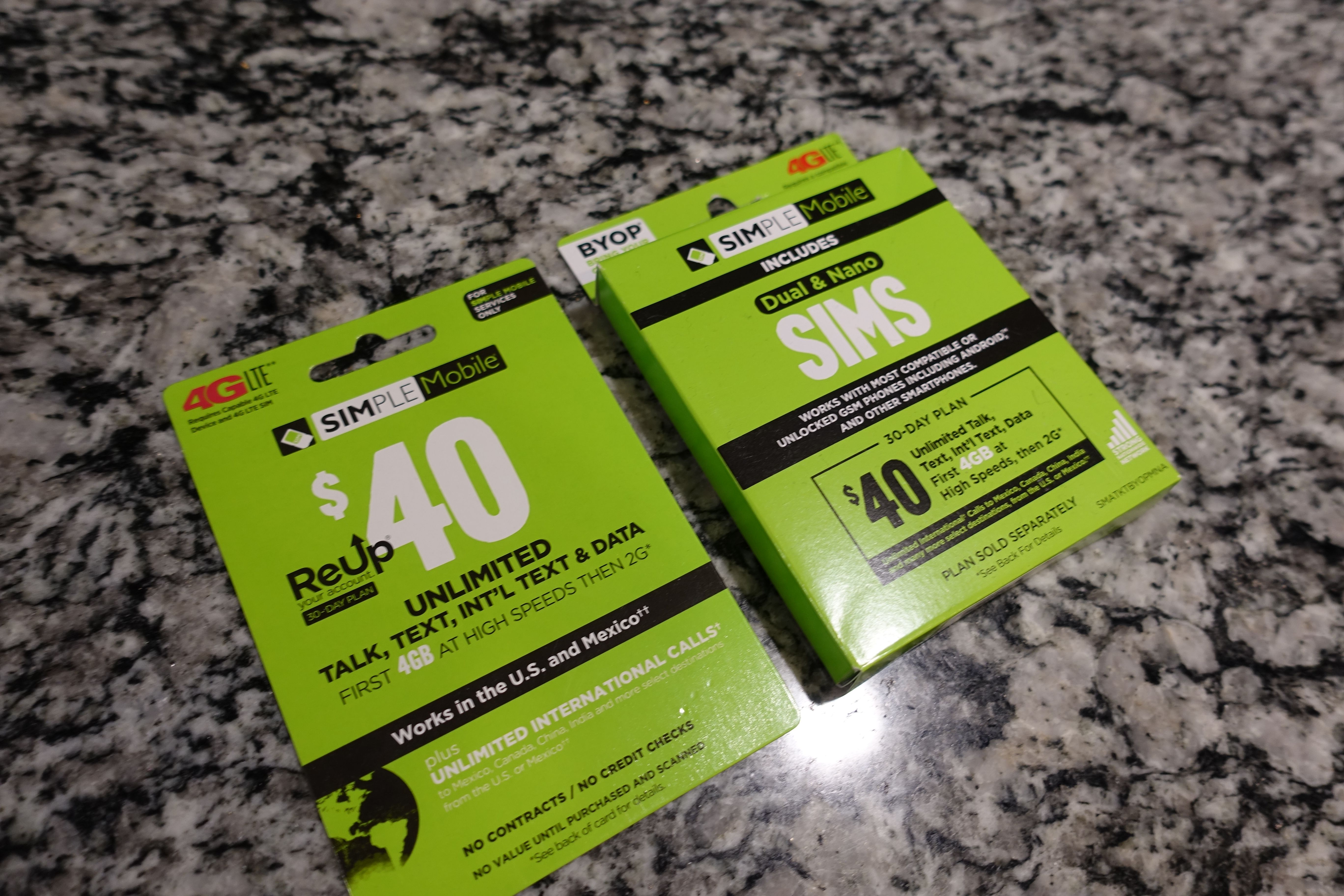 Simple Mobile Sim Card and $40 Refill