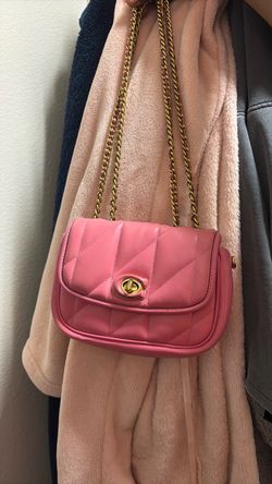 Coach Pink Quilted Leather Chain Shoulder Bag