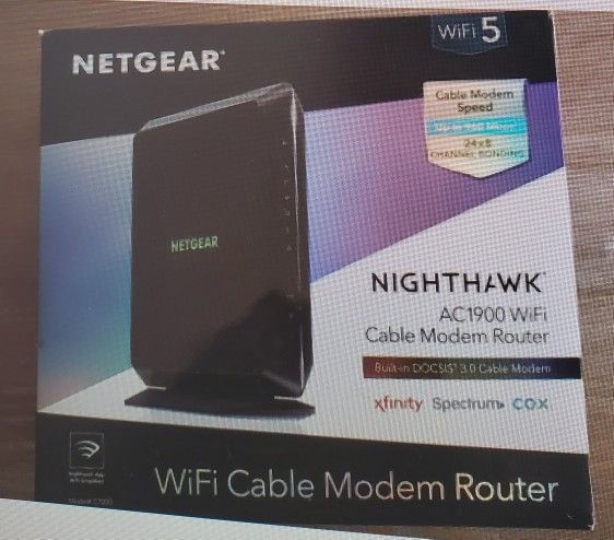Netgear Nighthawk AC1900 WiFi Cable Modem Router(Wifi5)- Open Box, Never Used.