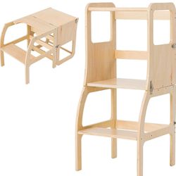 Free - Wooden Toddler Tower In White, Converts Into Desk