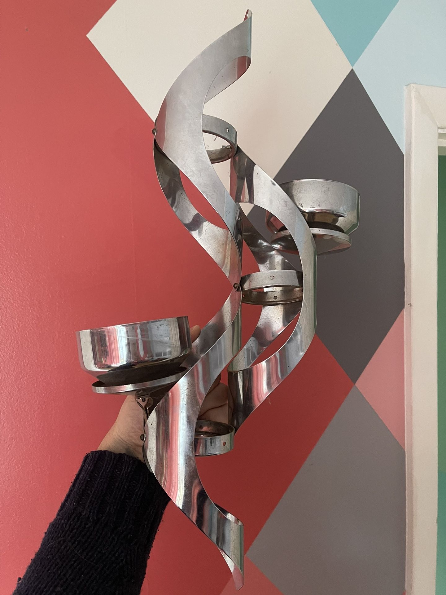 Chrome Vintage Mod Sculptural Candelabra
