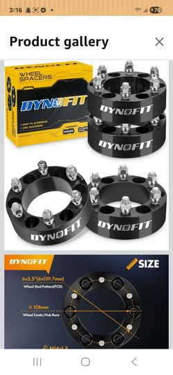 dynofit 2in 6x5.5 Wheel Spacers for 1 Silverado Siera1500 Yukon | 2019-2026 Ram 1500, Forged Aluminum Spacers Set Kit Compatible with Chevrole