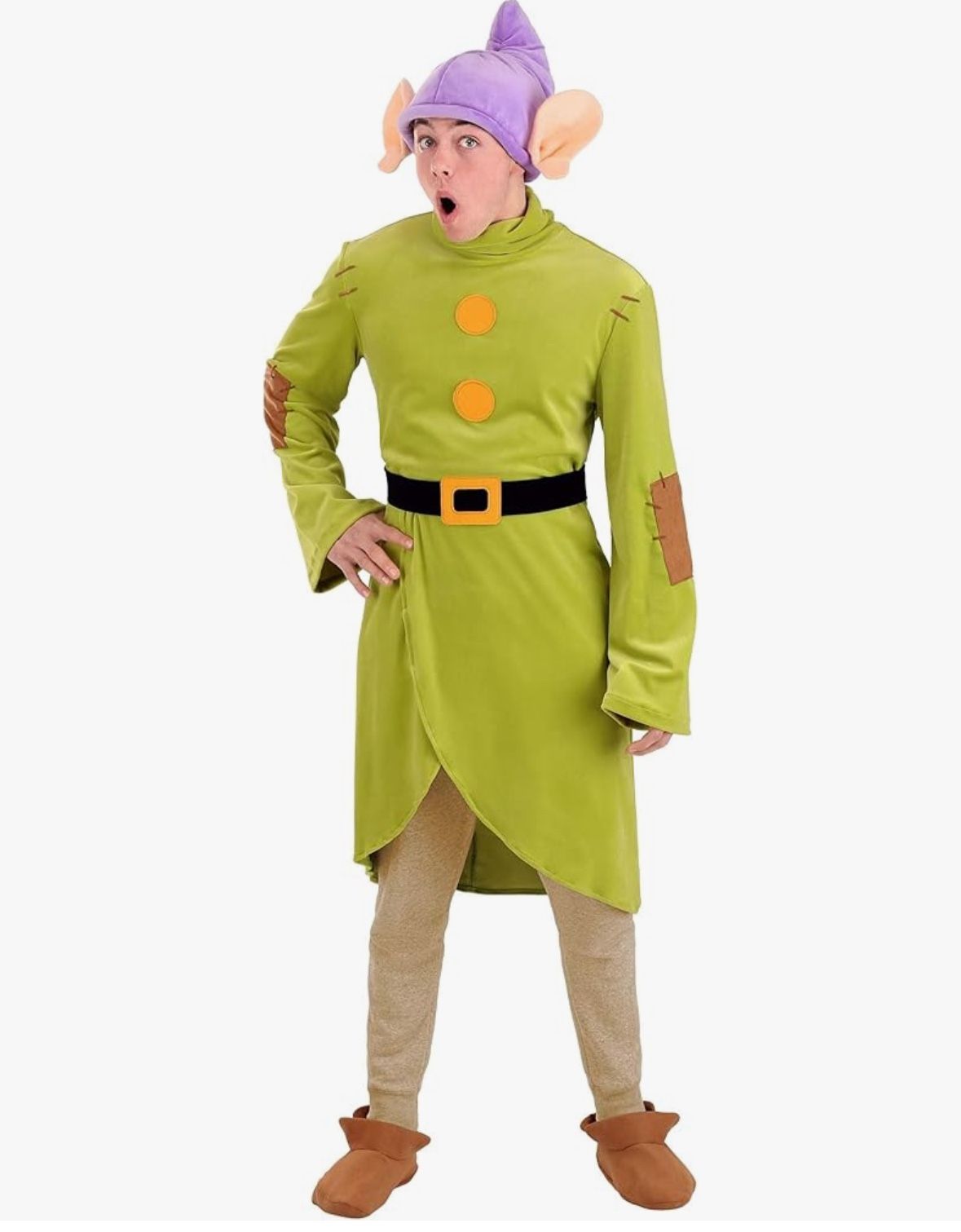 Disney Snow White Adult Dopey Dwarf Costume Mens, Green Seven Dwarfs Halloween Outfit