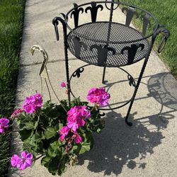 Round Iron Plant Stand Table 