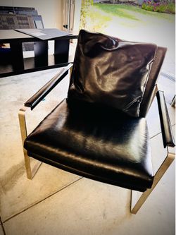 Mid-Century Modern Accent Leather Armchair