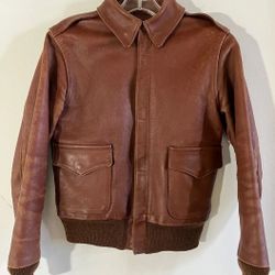 Rough Wear Real McCoy's Type A-2 Leather Jacket Removed Patch Size 34