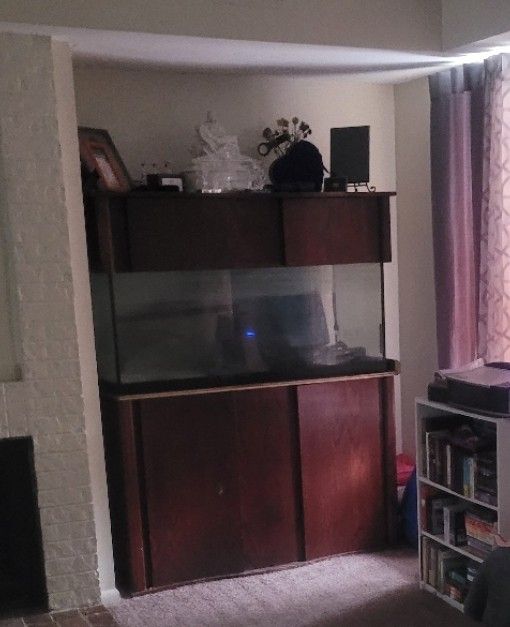75 Gal Aquarium W/Wood Stand Cabinet