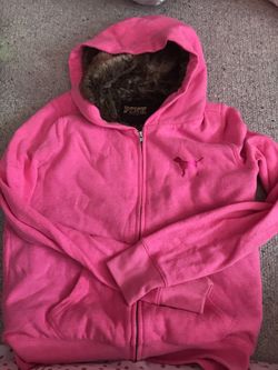 VS pink fur sweatshirt