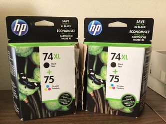 HP 74XL Black and HP 75 Tri-Color Ink Cartridges