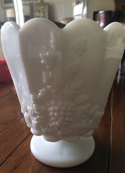 Milk glass plant pot