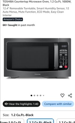 Toshiba Microwave 1.2cu.ft. 1000W (NEW IN BOX)