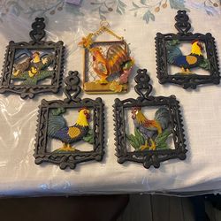 Cast Iron Rooster Trivets & decoration