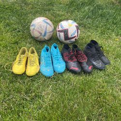 Two Soccer Balls And 4 Pairs Of Cleats Best Offer Gets Them