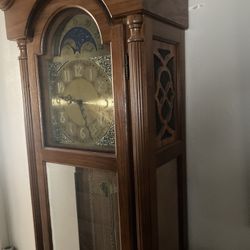 Solid Oak Grandfather Clock 