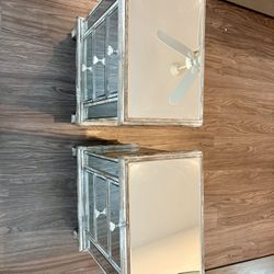 Mirrored Nightstands With drawers