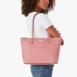 ♠️ KATE SPADE NEW YORK "HAYDEN" NYLON ZIP TOP TOTE IN COLOR POMEGRANATE 