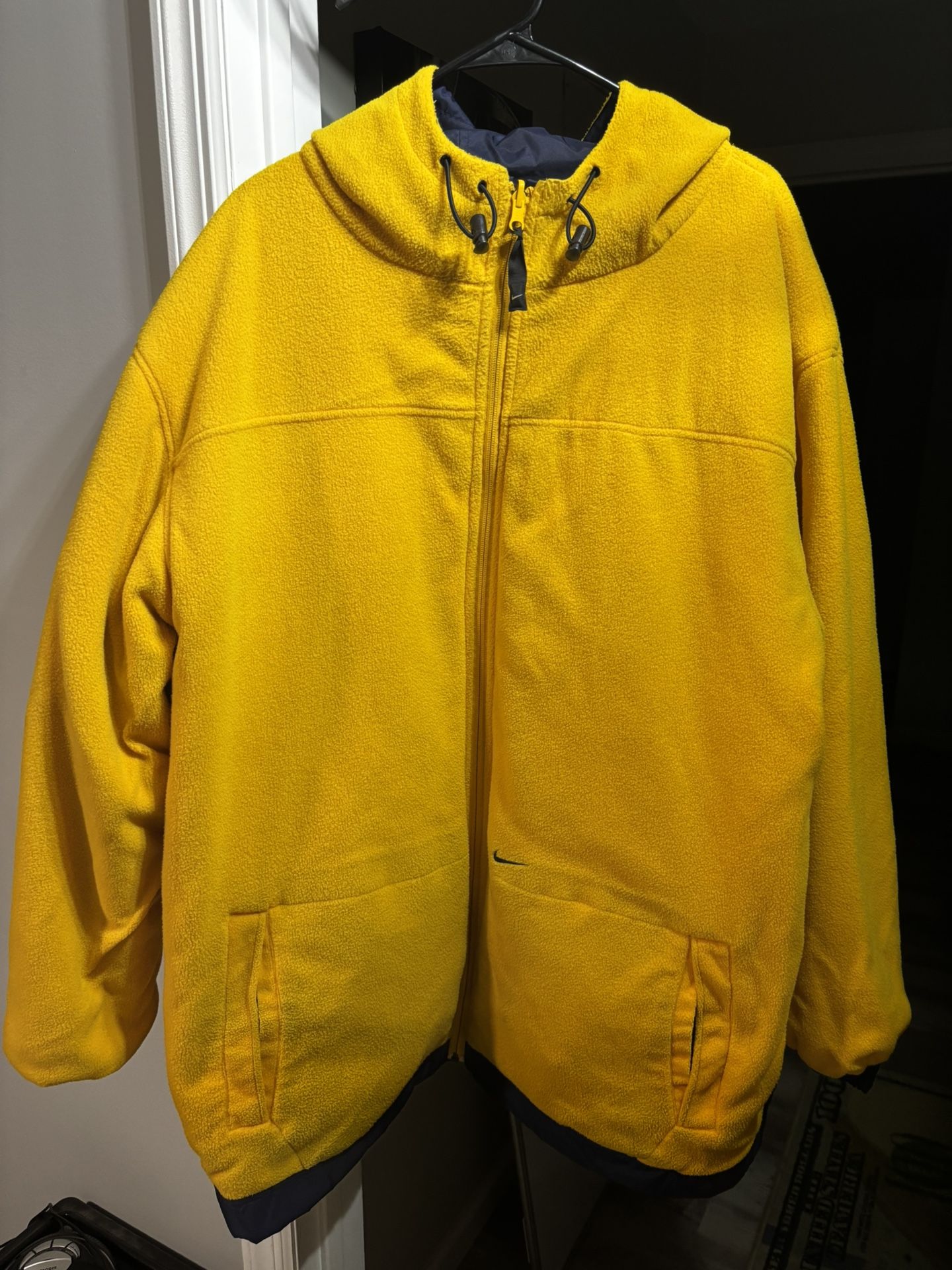 Nike Vintage 90s Reversible Puffer Jacket Mens 2XL Blue Yellow Fleece XXL