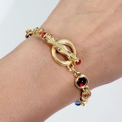 18k gold vintage retro style Womens bracelet Chain Gift