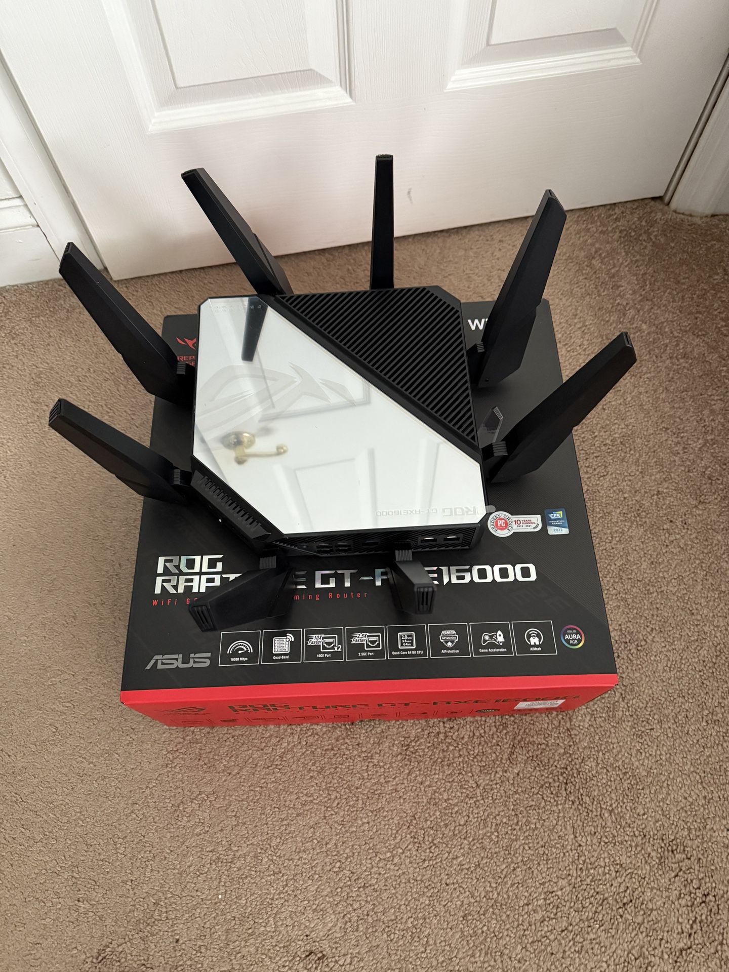 Asus ROG rapture GT-AXE16000 wifi router with two 10Gbps ports