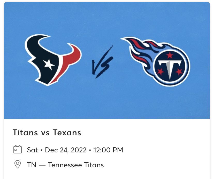 Titans vs. Texans Tickets Lower Level 